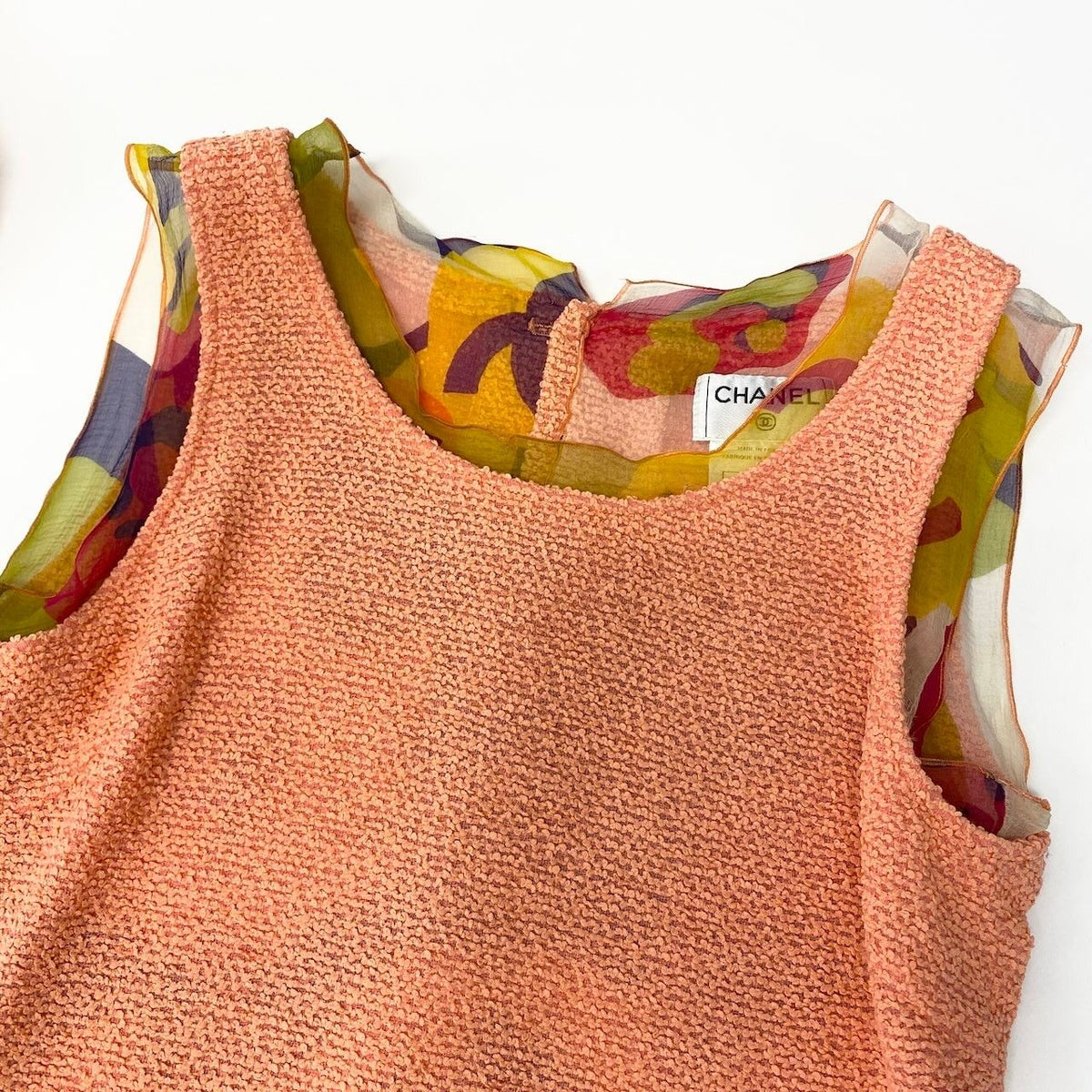 Chanel E8 Set Tweed Jacket No Top Skirt Orange Multicolor — view 8