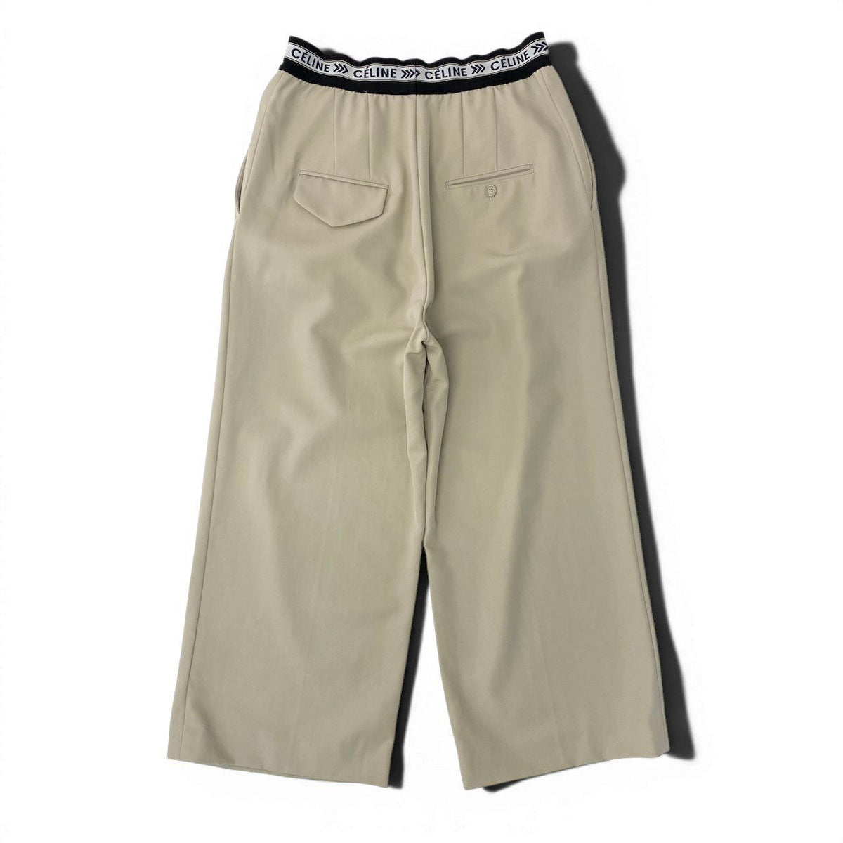 Celine E8 Logo Waist Pants Bottom Beige Cotton 36 — view 3