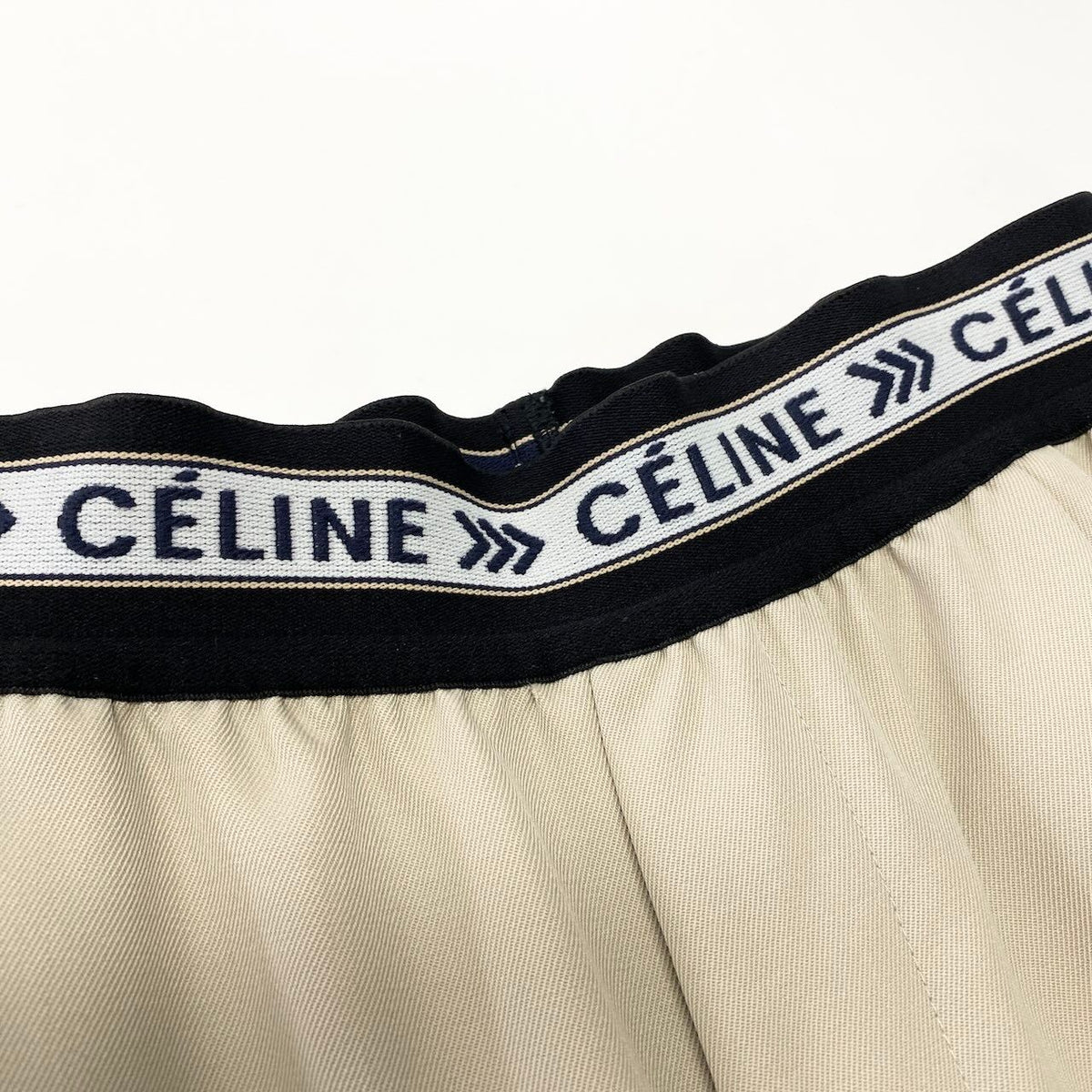 Celine E8 Logo Waist Pants Bottom Beige Cotton 36 — view 8