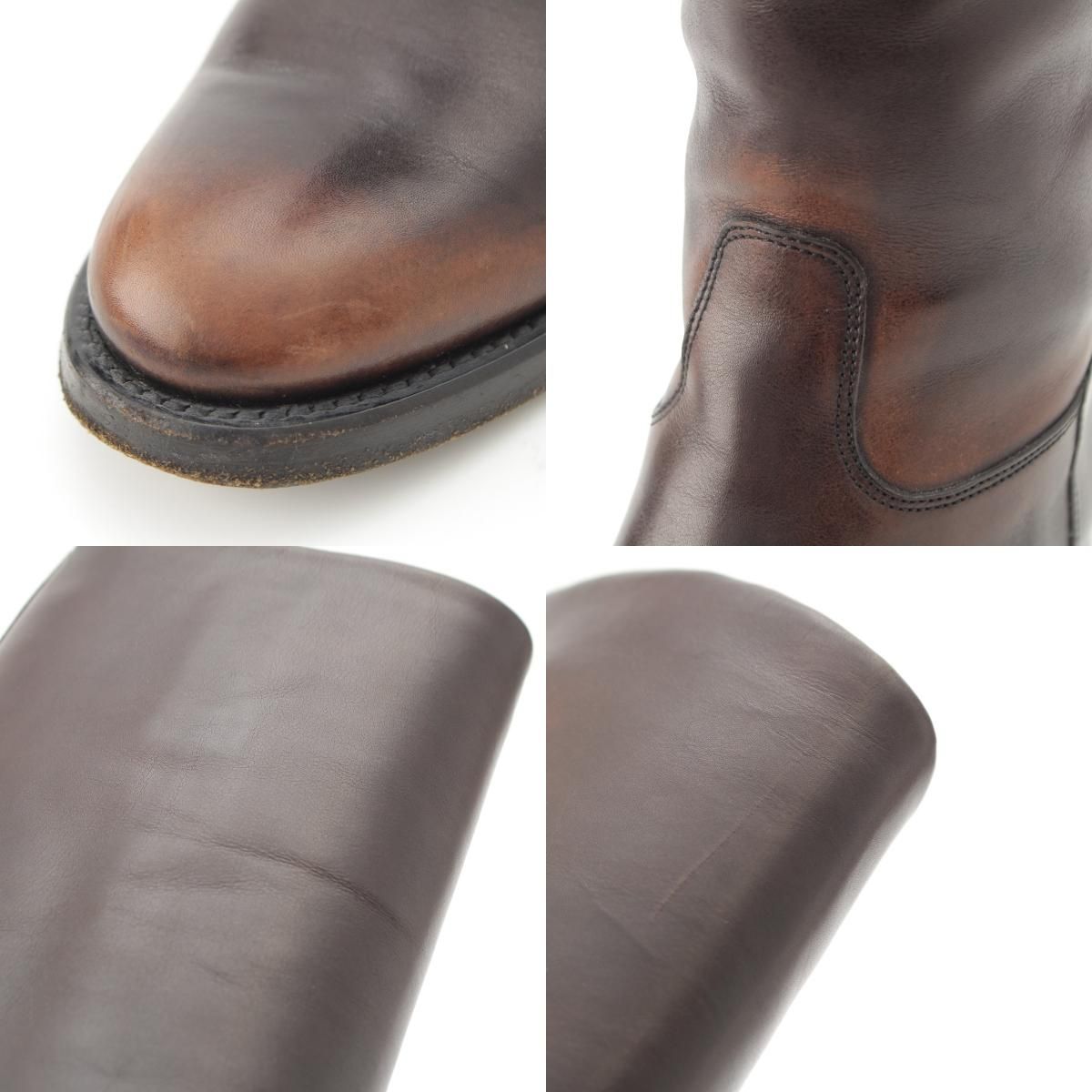 Gucci Leather Logo Emblem Boots Long Brown — view 8