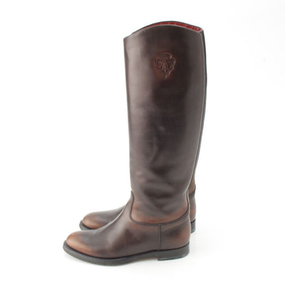 Gucci Leather Logo Emblem Boots Long Brown — view 3