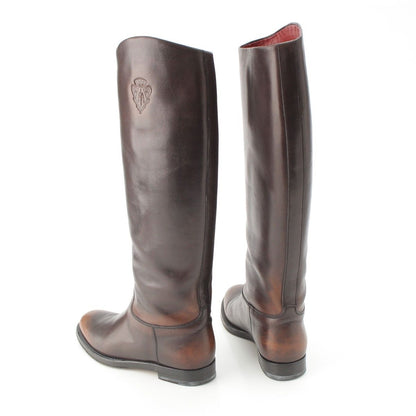 Gucci Leather Logo Emblem Boots Long Brown — view 4