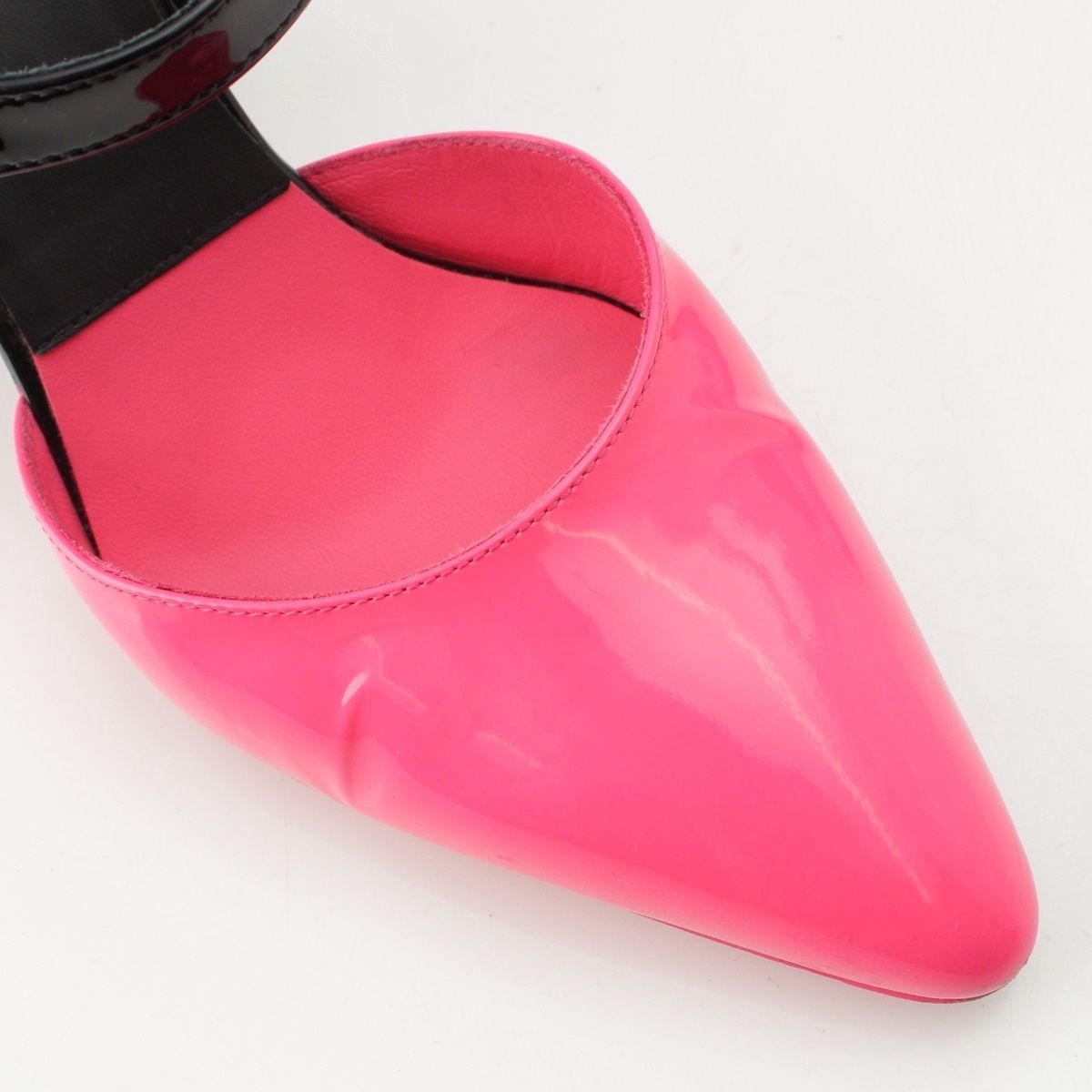 Chanel Patent CC Logo Strap Mary Jane Pumps Black Pink Heels — view 6
