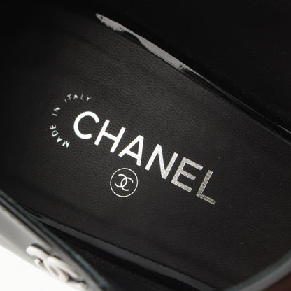 Chanel Patent CC Logo Strap Mary Jane Pumps Black Pink Heels — view 7