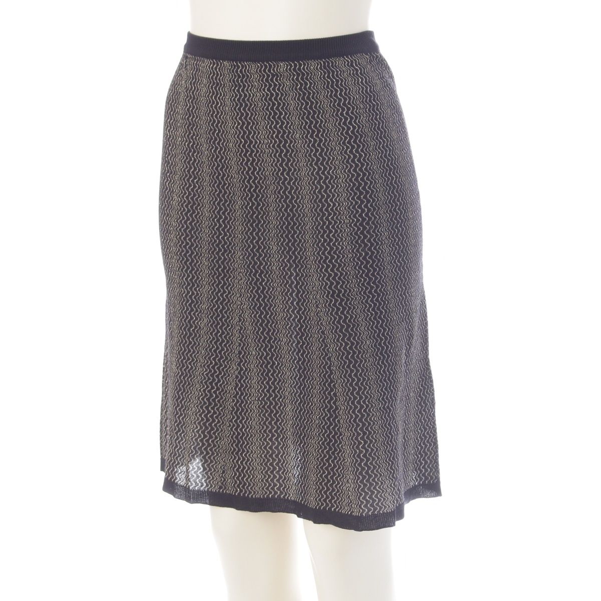 Prada Cotton Zigzag Glitter Knit Skirt Set Archive Cardigan Up Black Gold 38 — view 5