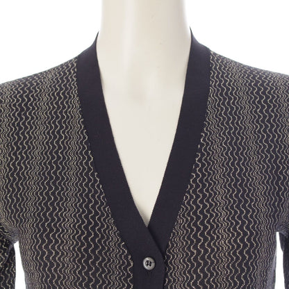 Prada Cotton Zigzag Glitter Knit Skirt Set Archive Cardigan Up Black Gold 38 — view 7