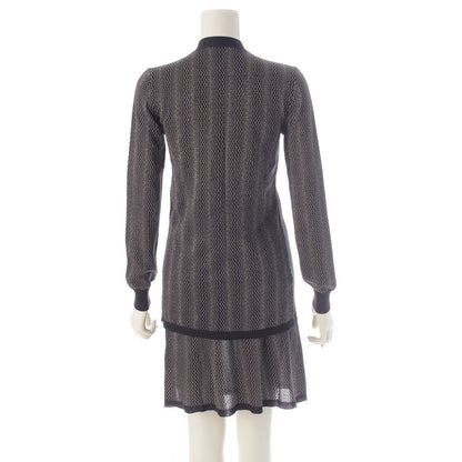 Prada Cotton Zigzag Glitter Knit Skirt Set Archive Cardigan Up Black Gold 38 — view 4