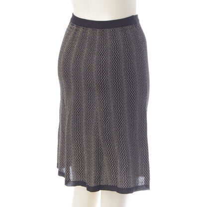 Prada Cotton Zigzag Glitter Knit Skirt Set Archive Cardigan Up Black Gold 38 — view 6