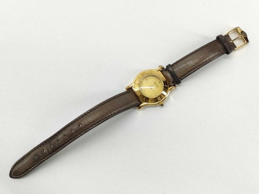 Gucci Watch Gold Brown Stainless Steel Leather — view 3