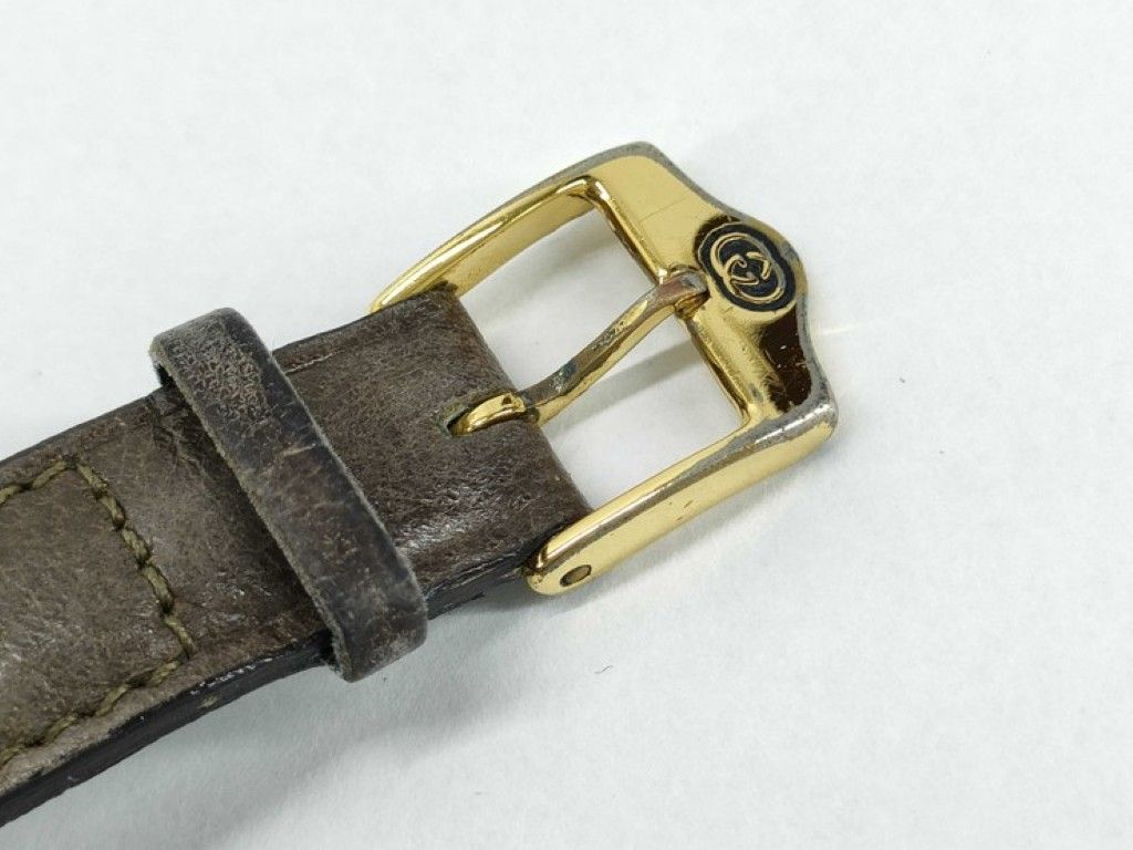 Gucci Watch Gold Brown Stainless Steel Leather — view 4