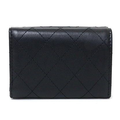 Chanel Compact Wallet Trifold Quilted Leather Black &silver — view 3