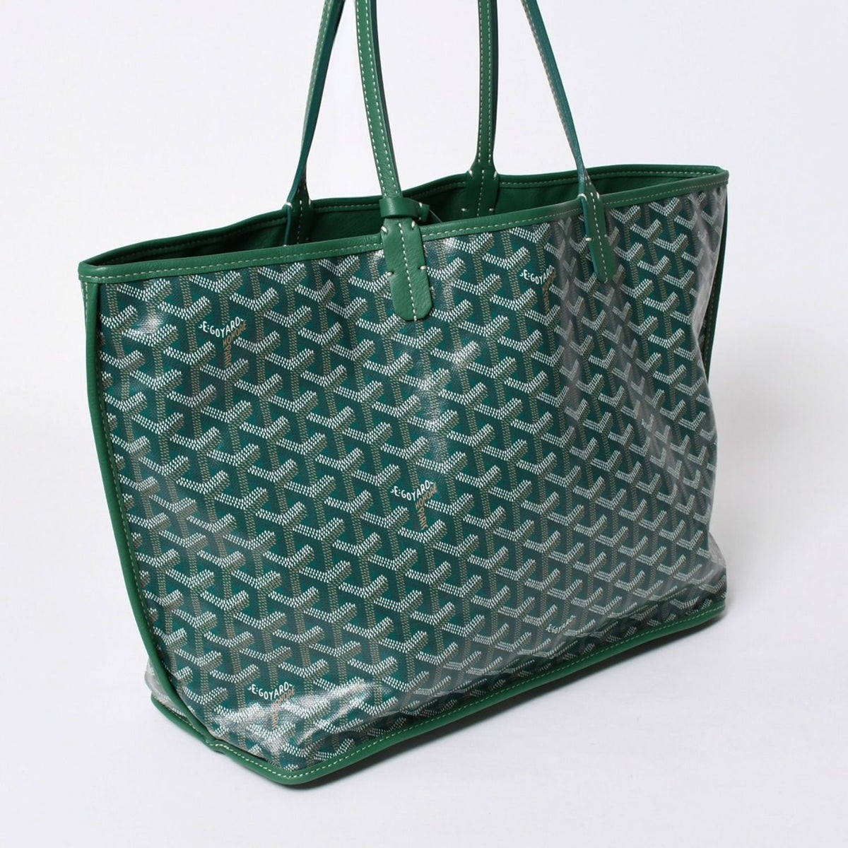 Goyard Reversible Tote Anjou PM Leather Green — view 3