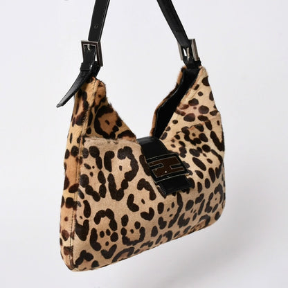 Fendi Mamma Bucket Bag Leopard Calf Hair Leather Brown Silver — view 3