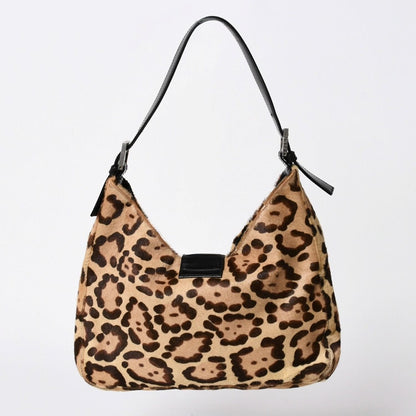 Fendi Mamma Bucket Bag Leopard Calf Hair Leather Brown Silver — view 2
