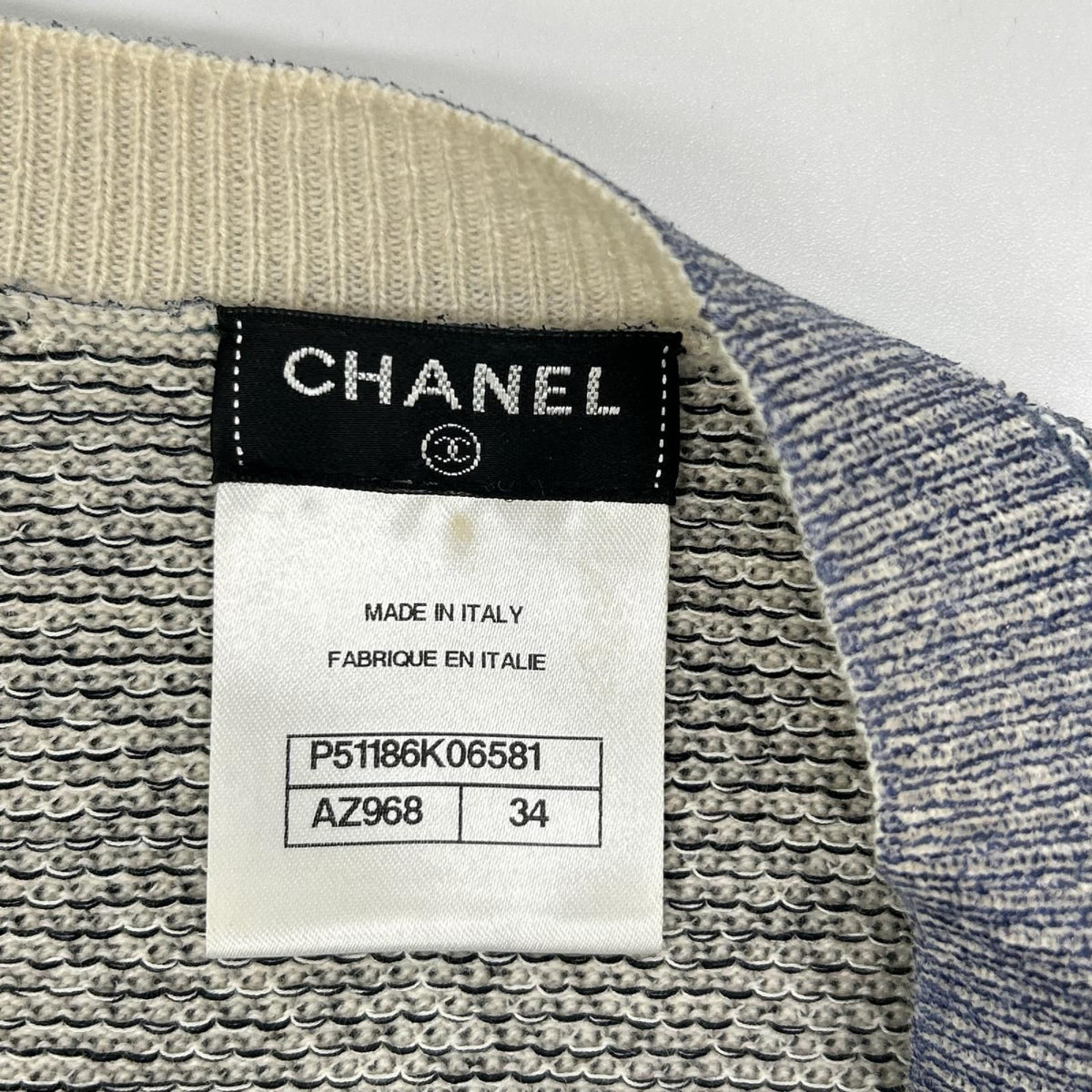 Chanel Blue Cashmere Cotton Sleeveless Knit Sweater 34 — view 3