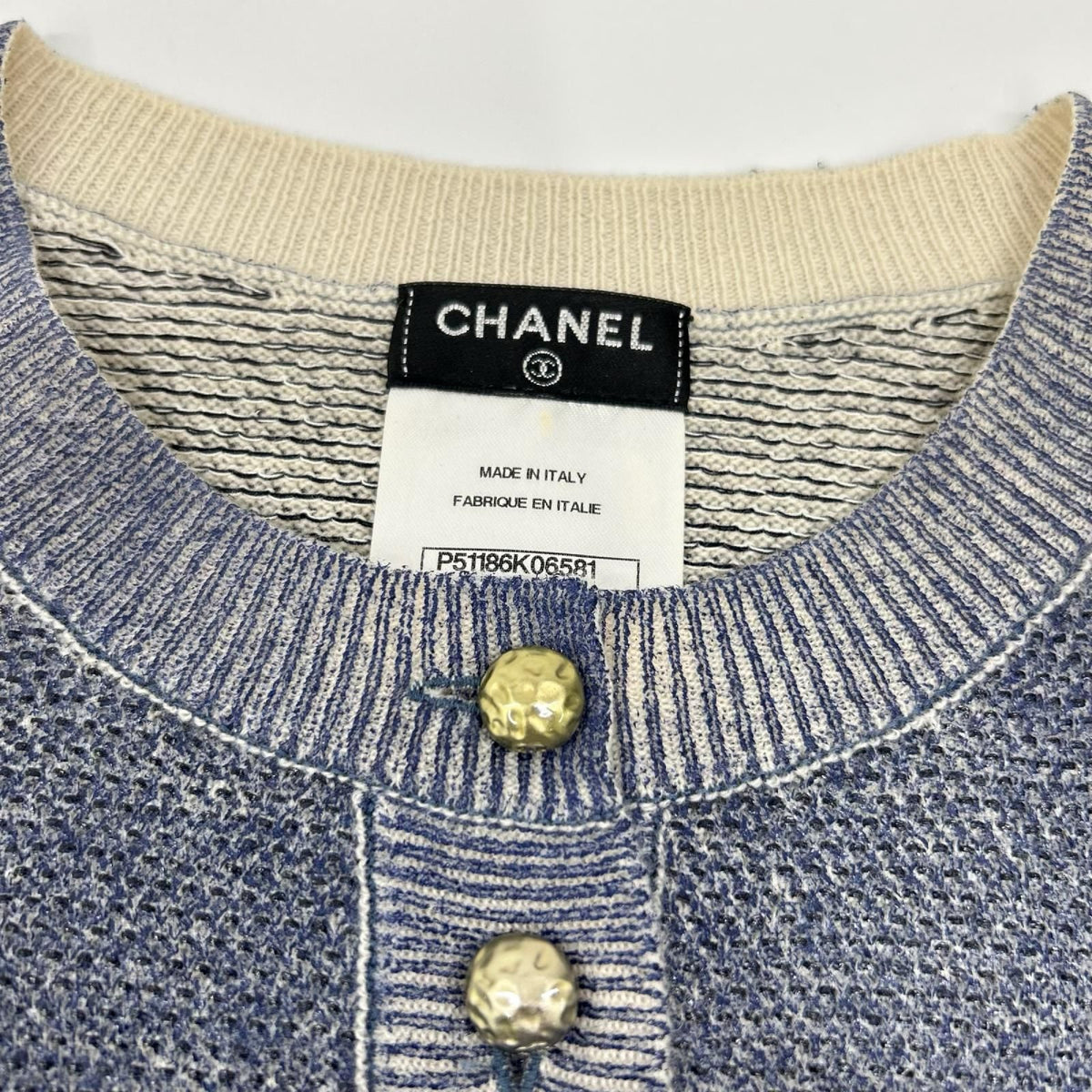 Chanel Blue Cashmere Cotton Sleeveless Knit Sweater 34 — view 7
