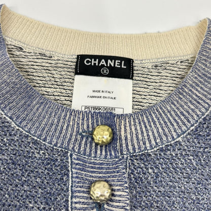 Chanel Blue Cashmere Cotton Sleeveless Knit Sweater 34 — view 7