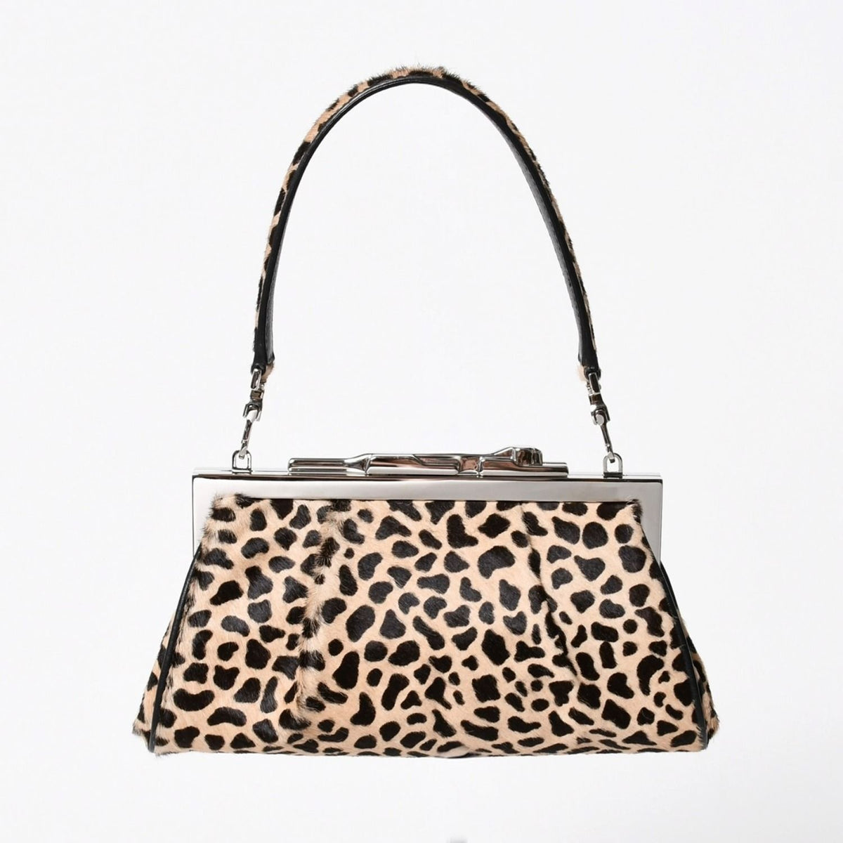 Cartier Panthere 2-Way Bag Calf Hair Leopard Leather Brown Silver — view 5