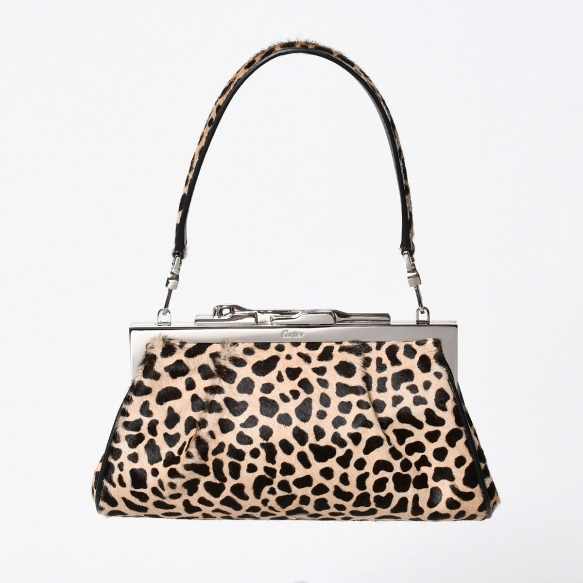 Cartier Panthere 2-Way Bag Calf Hair Leopard Leather Brown Silver — view 4