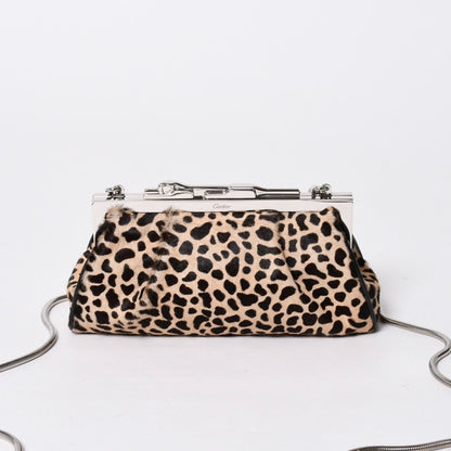 Cartier Panthere 2-Way Bag Calf Hair Leopard Leather Brown Silver — view 2