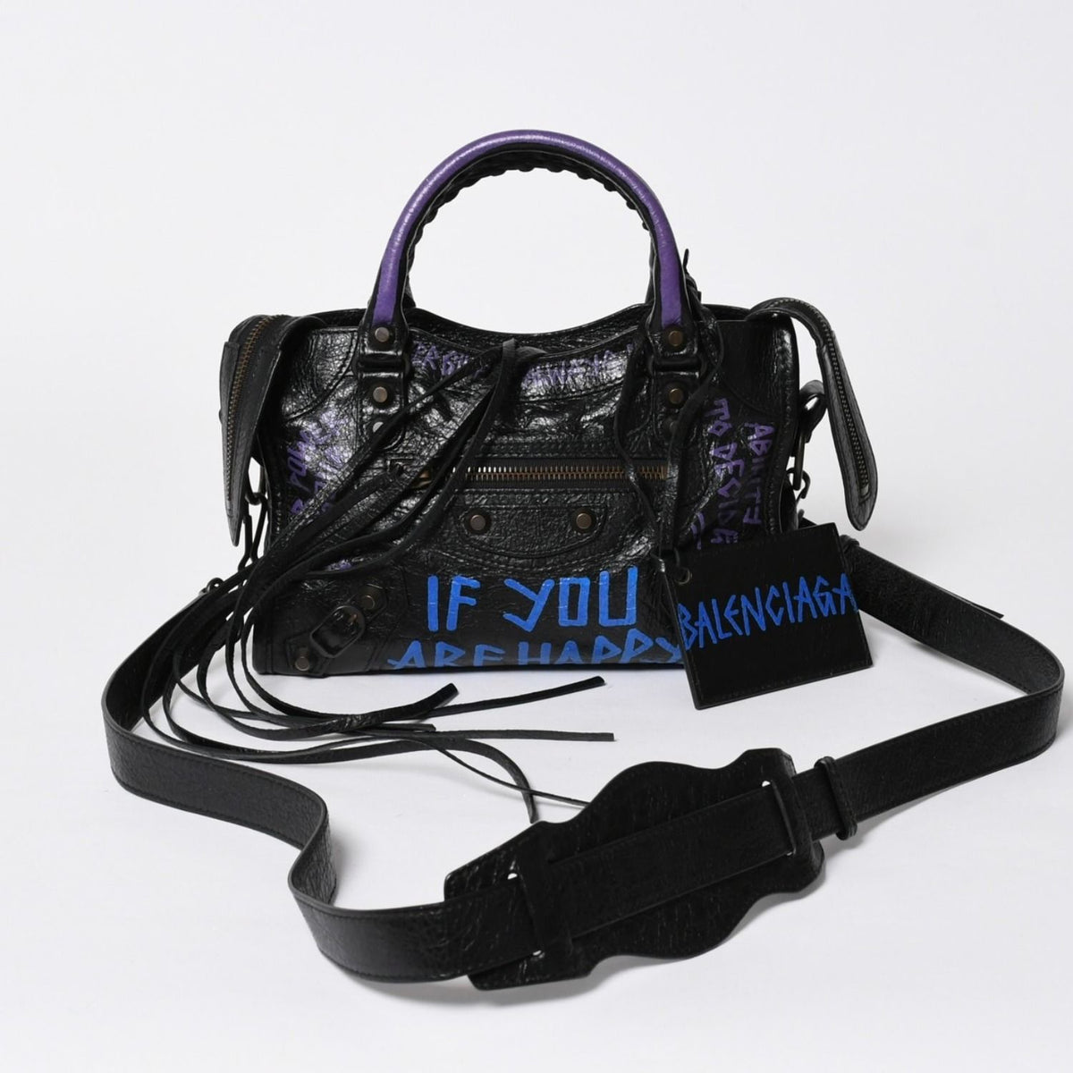 Balenciaga 2-Way Shoulder Bag Classic City Classic Black Blue Purple
