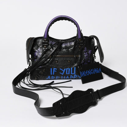 Balenciaga 2-Way Shoulder Bag Classic City Classic Black Blue Purple