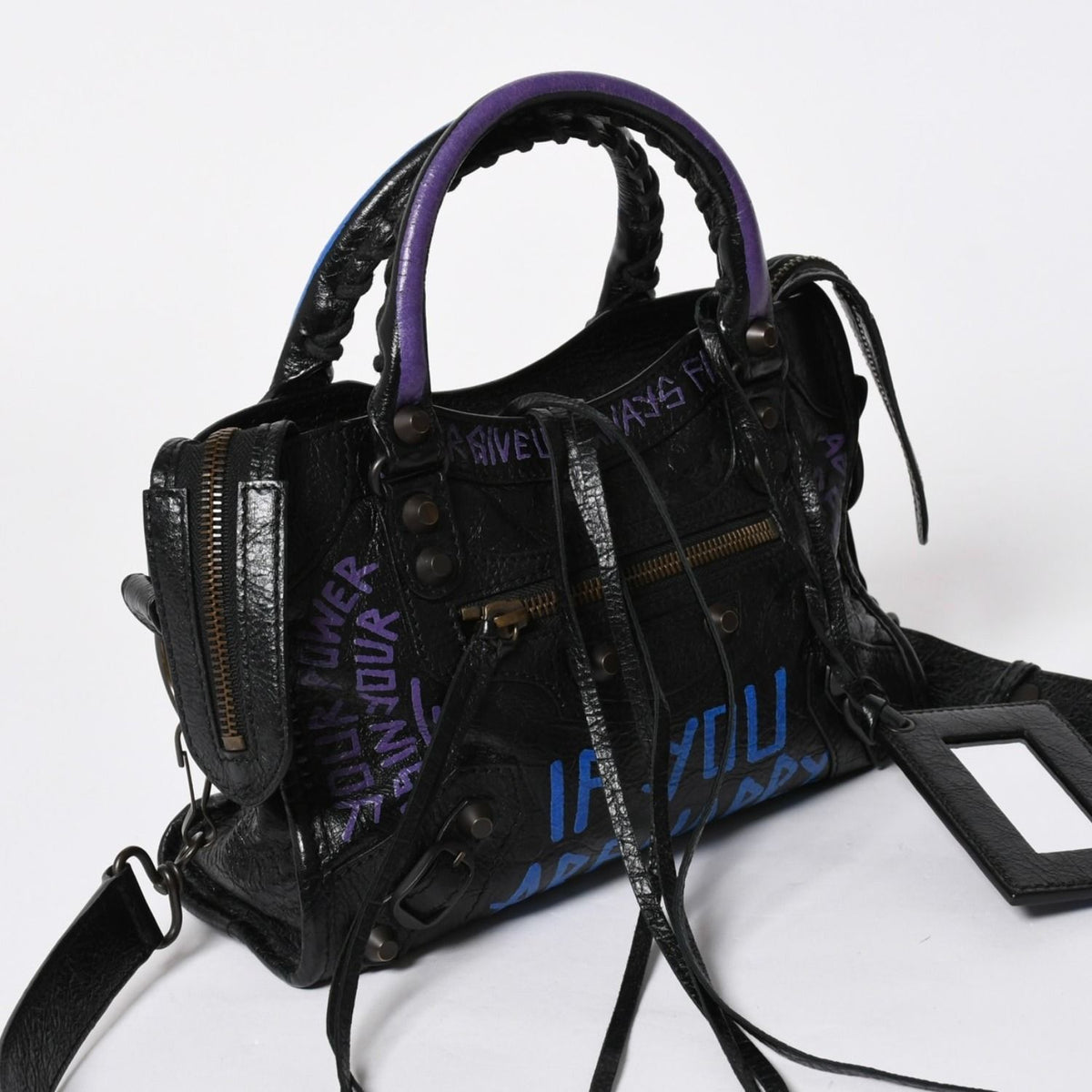 Balenciaga 2-Way Shoulder Bag Classic City Classic Black Blue Purple — view 3
