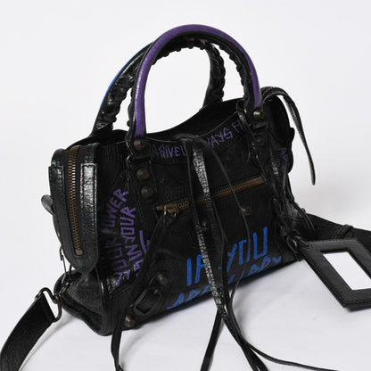 Balenciaga 2-Way Shoulder Bag Classic City Classic Black Blue Purple — view 3