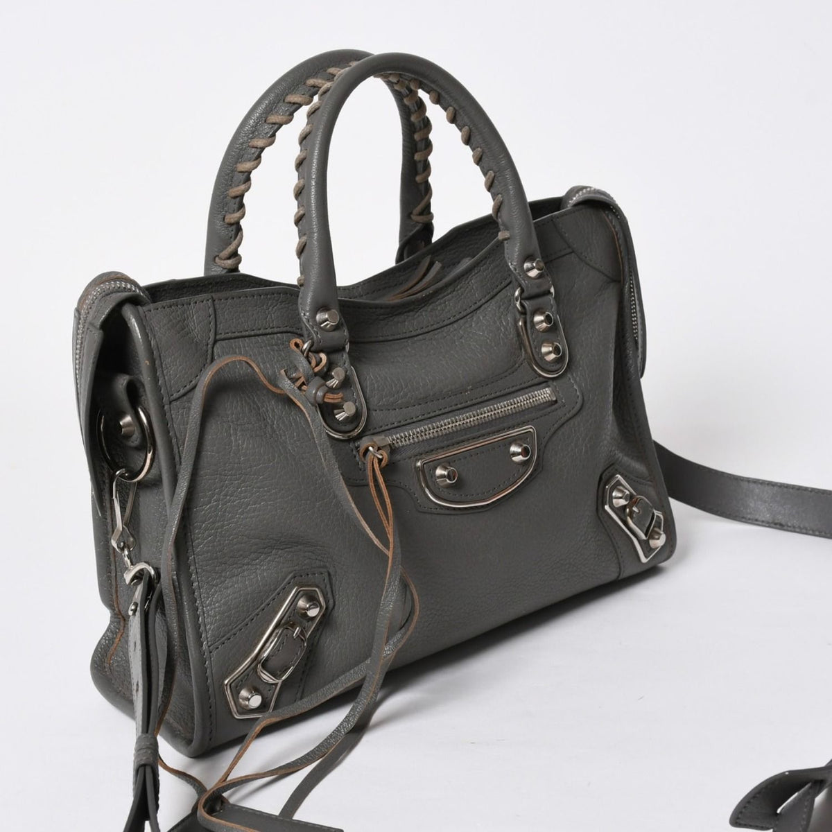 Balenciaga Metallic Edge City Handbag 2-Way Leather Gray Gold — view 3