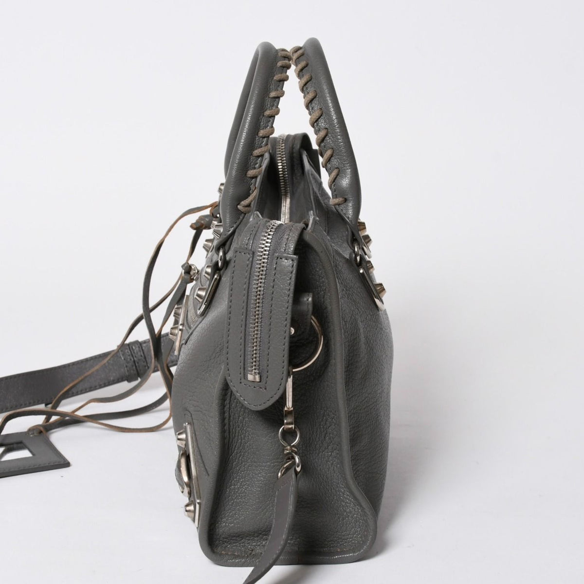 Balenciaga Metallic Edge City Handbag 2-Way Leather Gray Gold — view 4