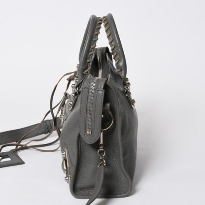 Balenciaga Metallic Edge City Handbag 2-Way Leather Gray Gold — view 4