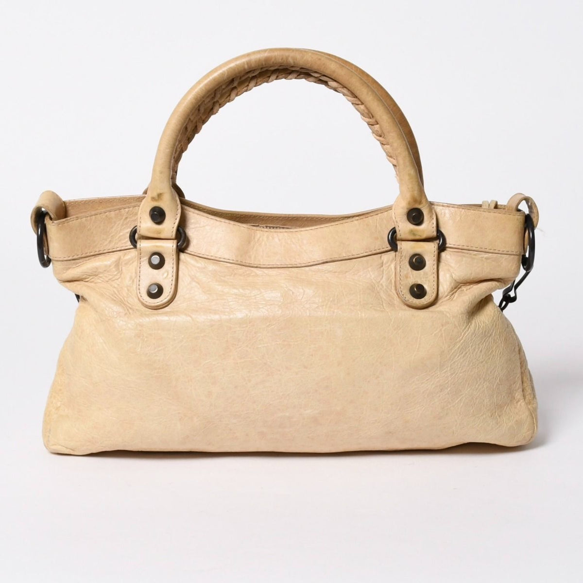 Balenciaga the First 2-Way Bag Leather Beige Black — view 2