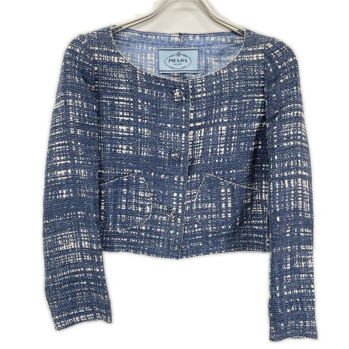 Prada Tweed Collarless Jacket Skirt Set — view 2