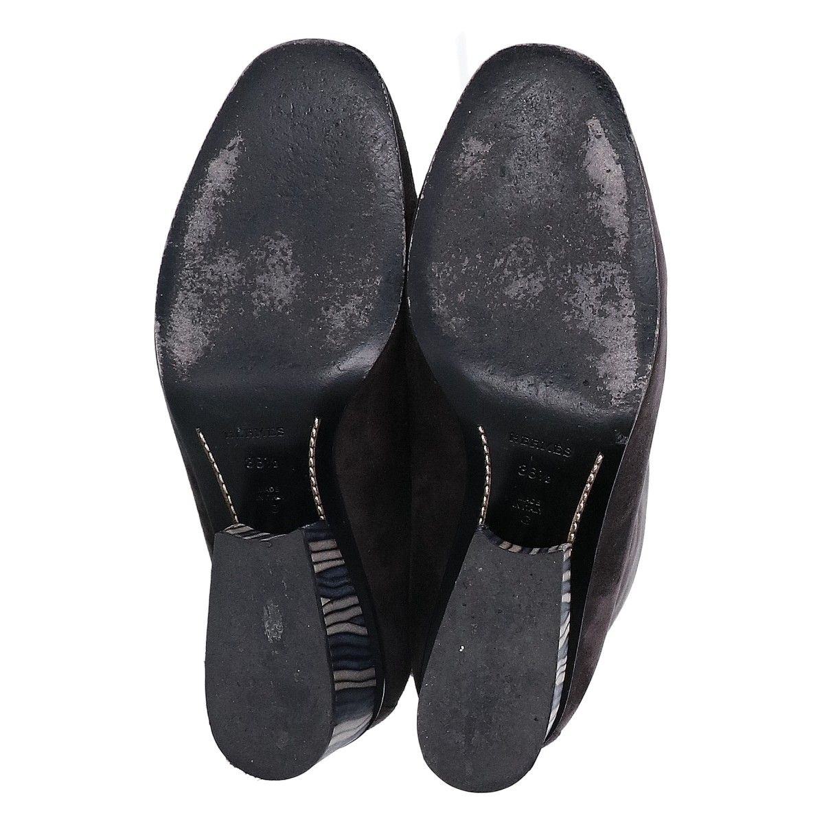 Hermes Striped Chunky Heel Suede Long Boots — view 6