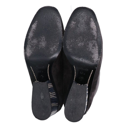 Hermes Striped Chunky Heel Suede Long Boots — view 6