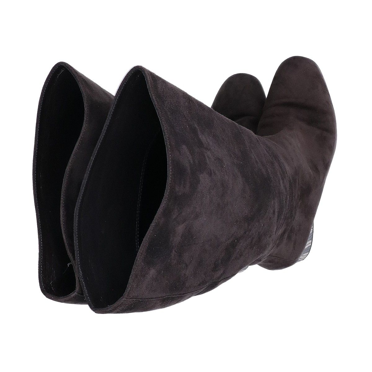 Hermes Striped Chunky Heel Suede Long Boots — view 5
