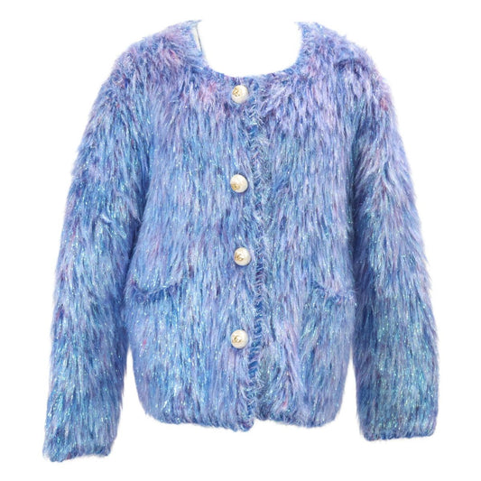 Dolce & Gabbana Faux Pearl Logo Button Shaggy 36 Jacket