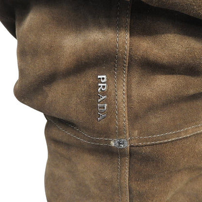 Prada Suede Long Boots Shoes Brown — view 4