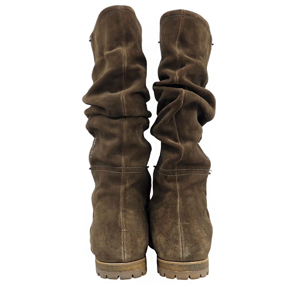 Prada Suede Long Boots Shoes Brown — view 5