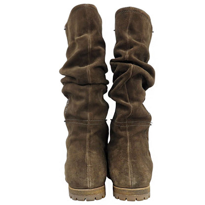 Prada Suede Long Boots Shoes Brown — view 5
