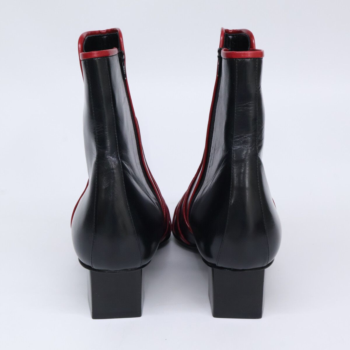 Hermes Leather Bicolor Side Zip Square Toe Boots — view 4