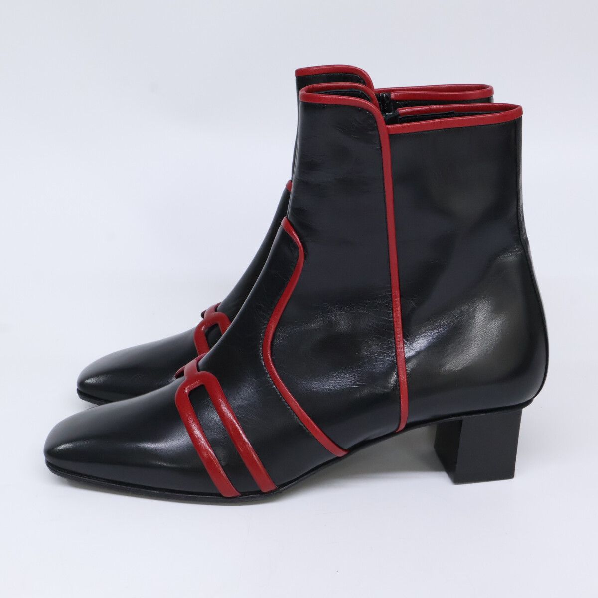 Hermes Leather Bicolor Side Zip Square Toe Boots — view 3