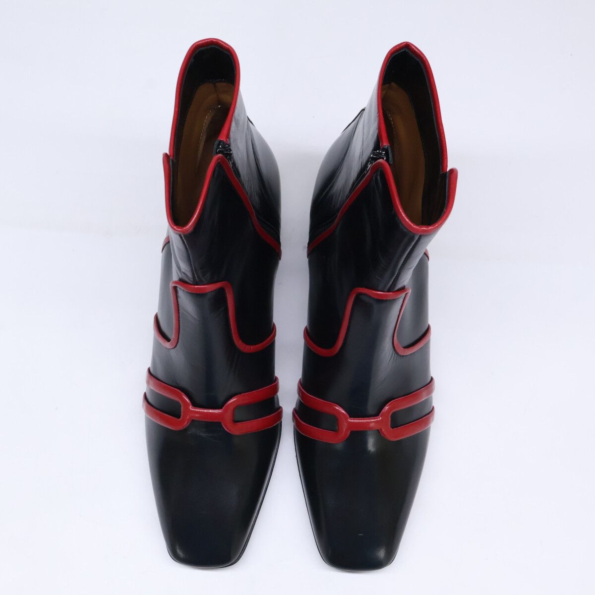 Hermes Leather Bicolor Side Zip Square Toe Boots — view 7