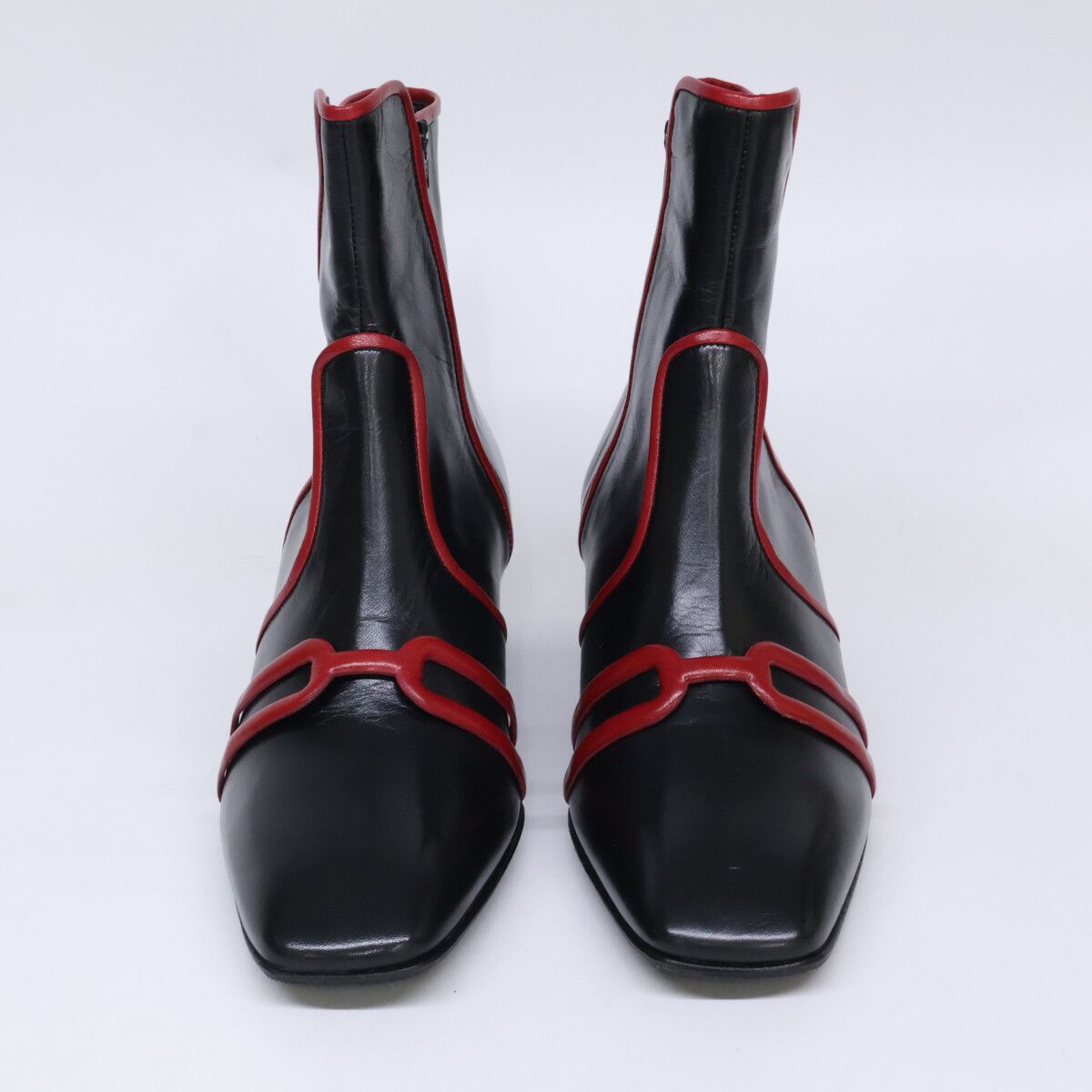 Hermes Leather Bicolor Side Zip Square Toe Boots — view 2
