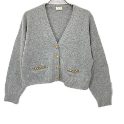 Celine Gray Hedi Slimane Era Cashmere Gourmette Cardigan