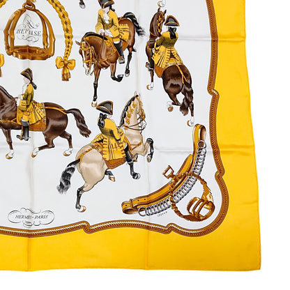 Hermes Carre 90 Reprise Ledoux Yellow Silk 100% Large Scarf — view 3