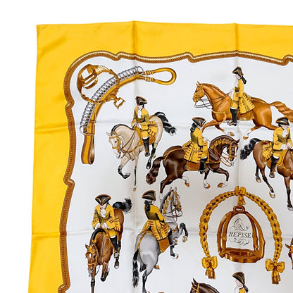 Hermes Carre 90 Reprise Ledoux Yellow Silk 100% Large Scarf — view 5