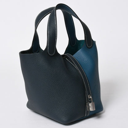 Hermes Picotin Lock 18 Handbag Taurillon Clemence Vert Cypres Bosphore Silver — view 4