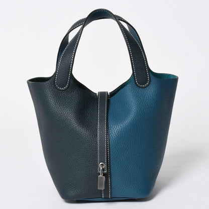Hermes Picotin Lock 18 Handbag Taurillon Clemence Vert Cypres Bosphore Silver — view 2