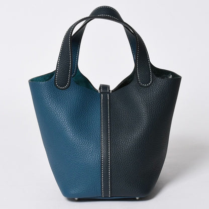 Hermes Picotin Lock 18 Handbag Taurillon Clemence Vert Cypres Bosphore Silver — view 3
